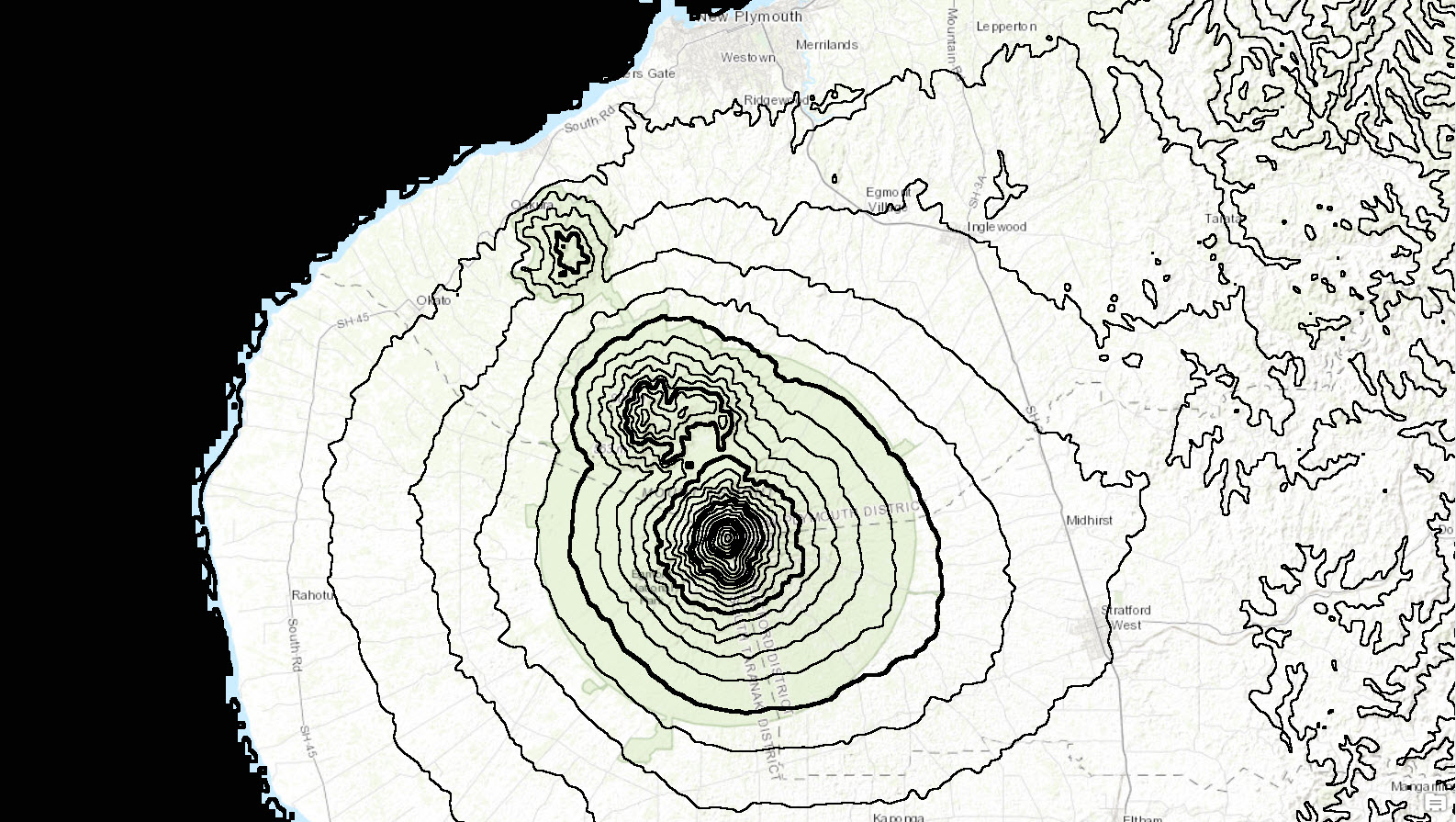 Taranaki contour map