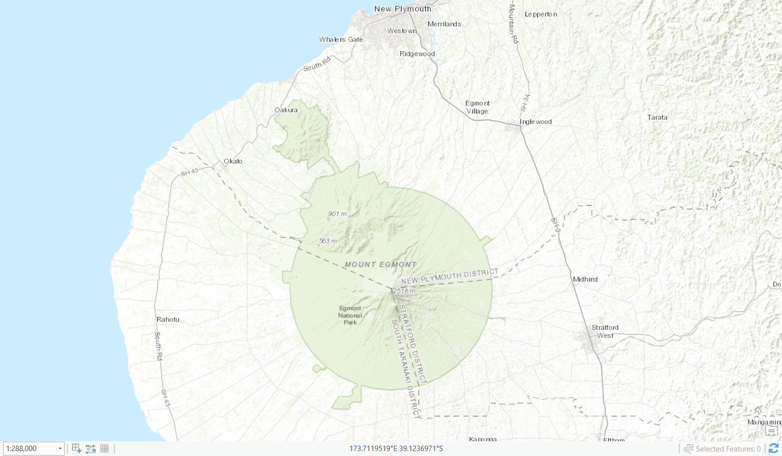 Taranaki topographic map