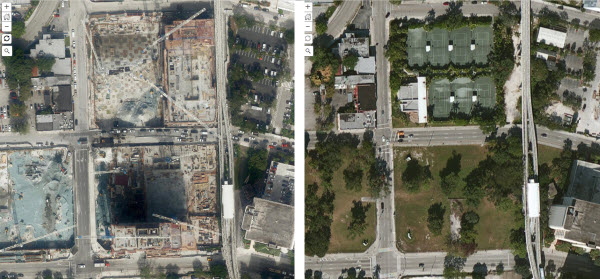 Comparison of before and after NAIP imagery for Brickell City Centre in Miami