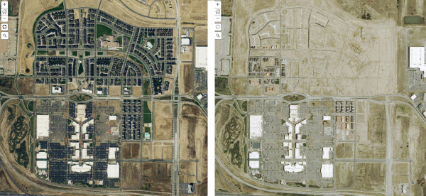 Comparison of before and after NAIP imagery for Stapleton International Airport in Denver