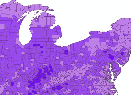 Farm density by County