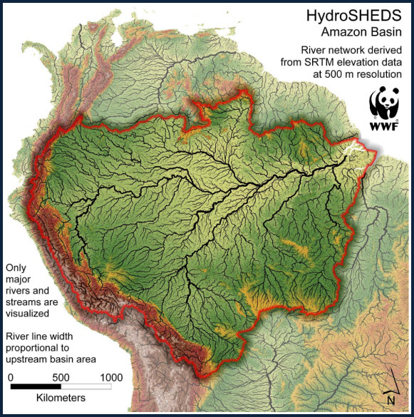 Amazon Basin HydroSHEDS