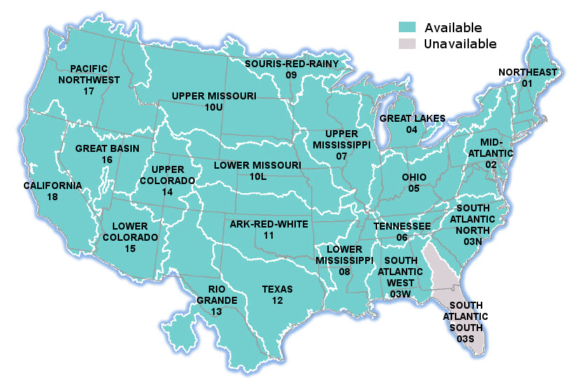 NHDPlusV2 production status map.